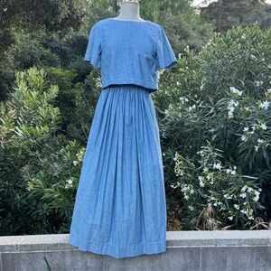 Chloé chambray overlay maxi dress XS in Paloma Blue, worn by Selena Gomez